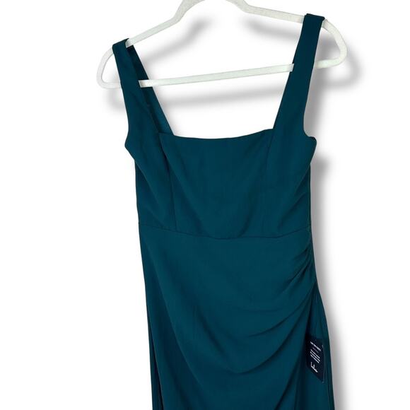Lulus NWT Glamorous Disposition Emerald Green Square Neckline Ruched Maxi Dress - Picture 5 of 10
